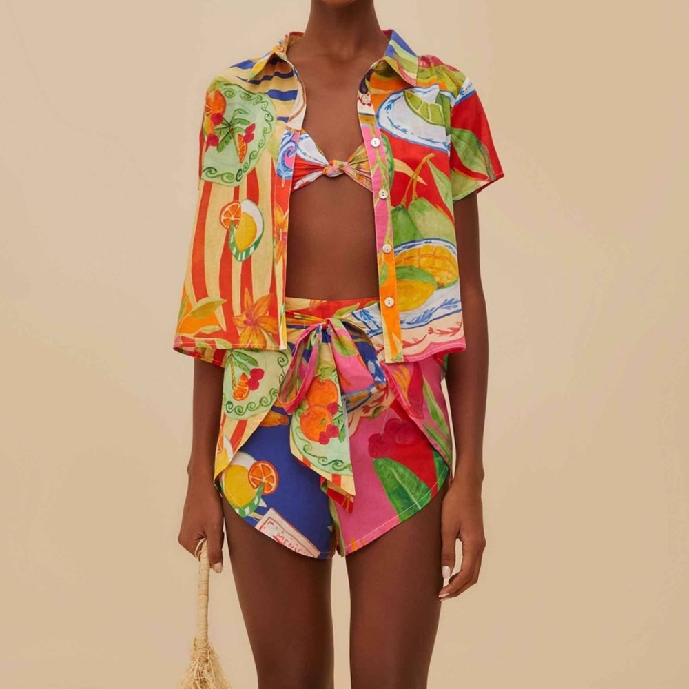 Farm Rio multicolor summer picnic shirt - Picture 3 of 14